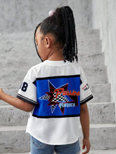 Young Girl Woven Street Style Loose Fit Casual Outerwear Shirt With Letter Graphic Print
